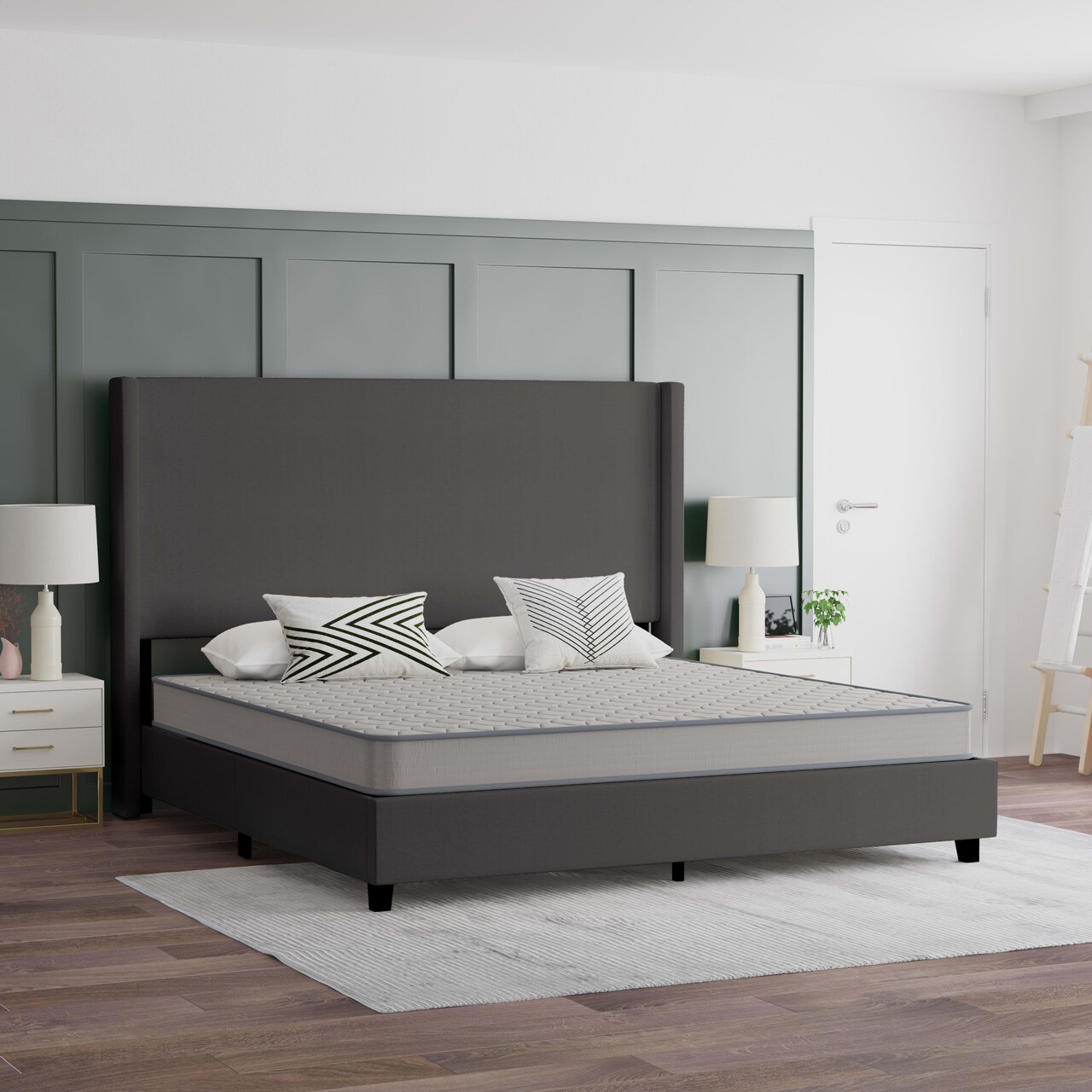 Emma and Oliver Asteria Premium Comfort Medium Firm Hybrid Innerspring Mattress in a Box with Knitted Fabric Top and CertiPUR-US Certified Foam